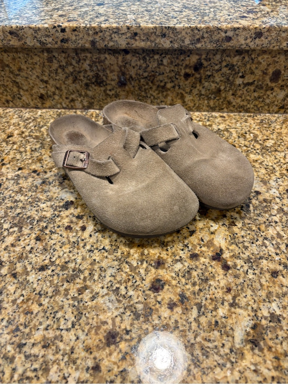 Birkenstock Boston Suede Clogs Mules Tan Size 36 US 5-5.5 Soft Footbed